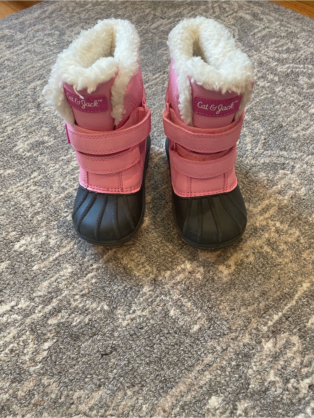 Cat & Jack Pink Girls' Faux-Fur Strap Snow Boots